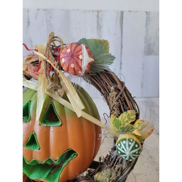 Jack O'Lantern wreath fiber optic AS IS Halloween board Decor prop - Picture 7 of 10